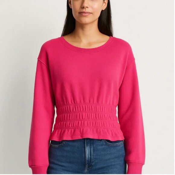 Anthropologie Maeve Pink Smocked Boat Neck Pullover - Picture 1 of 5